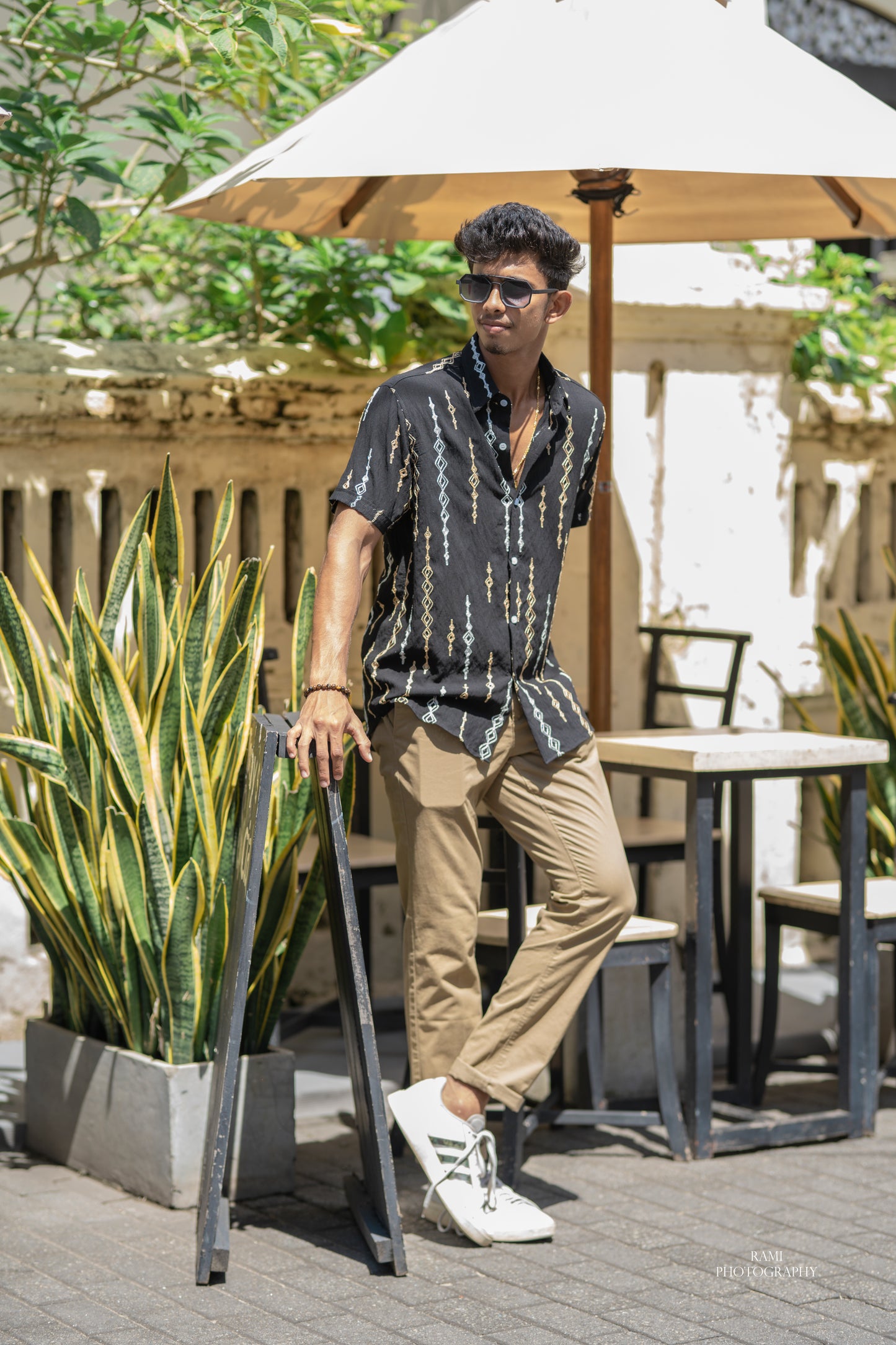 MATTHEW - Short Sleeved Midnight Mirage Shirt (Black) - Mens Wear