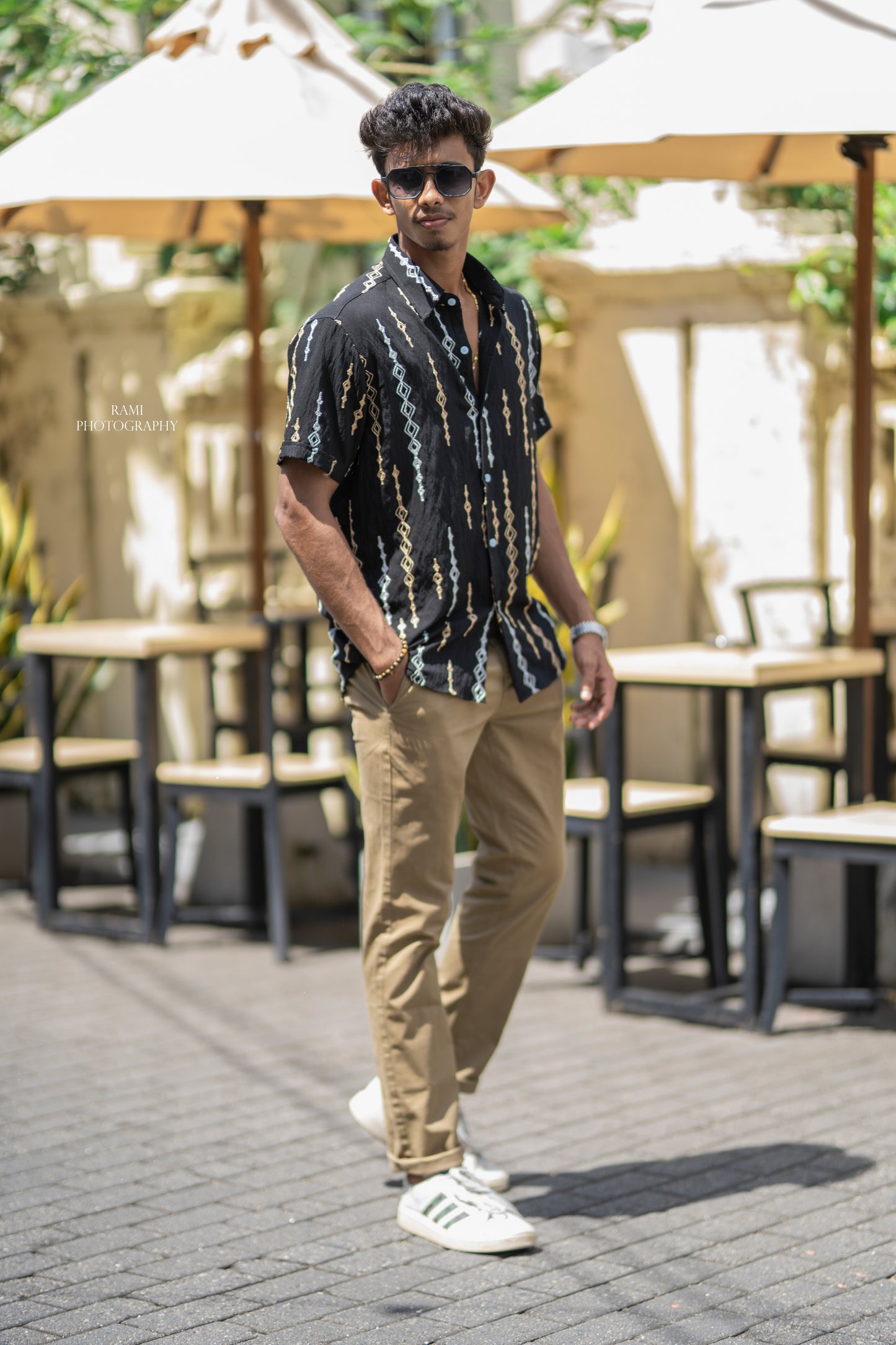 MATTHEW - Short Sleeved Midnight Mirage Shirt (Black) - Mens Wear