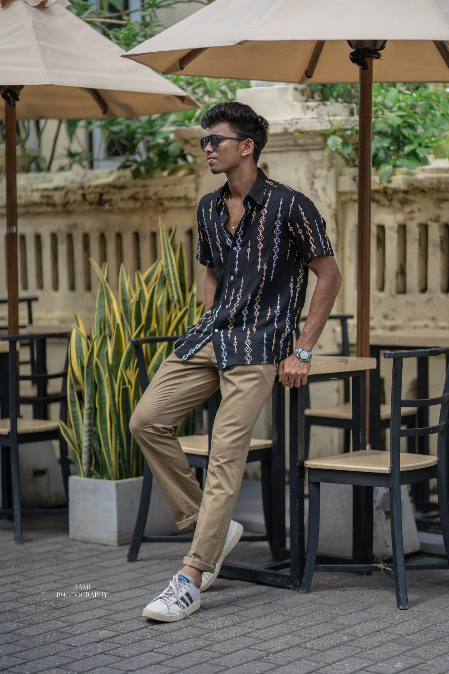 MATTHEW - Short Sleeved Midnight Mirage Shirt (Black) - Mens Wear