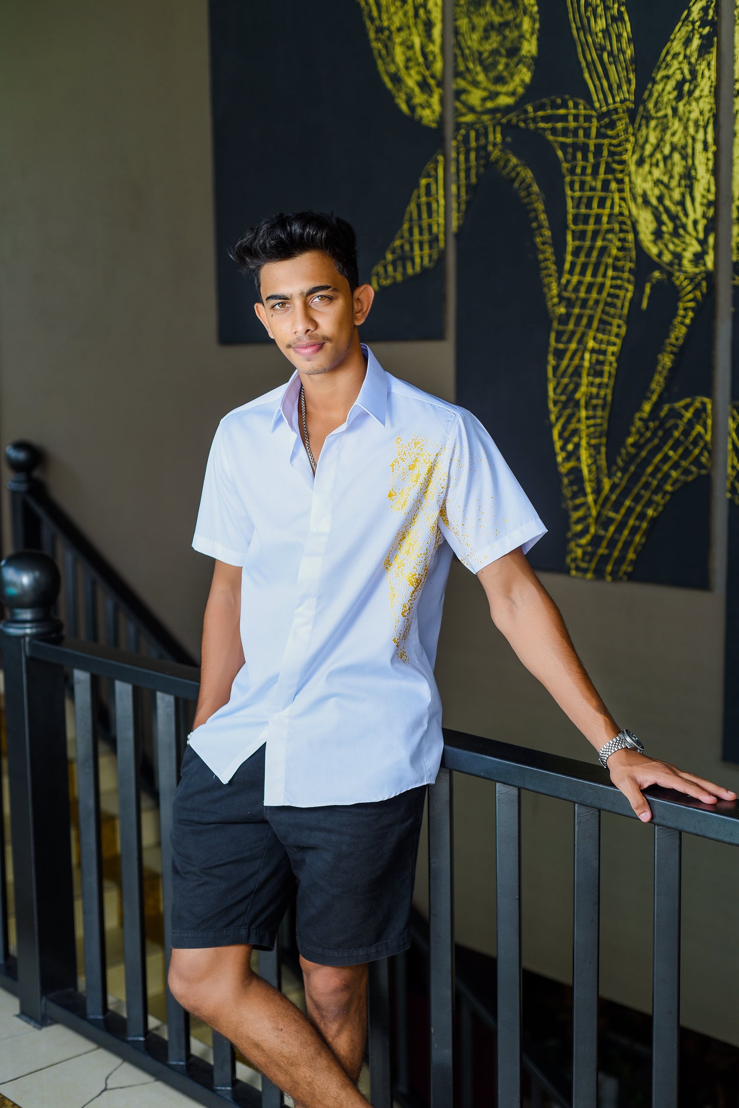 MATTHEW - Horse Print Short Sleeve Shirt (White) - Mens Wear