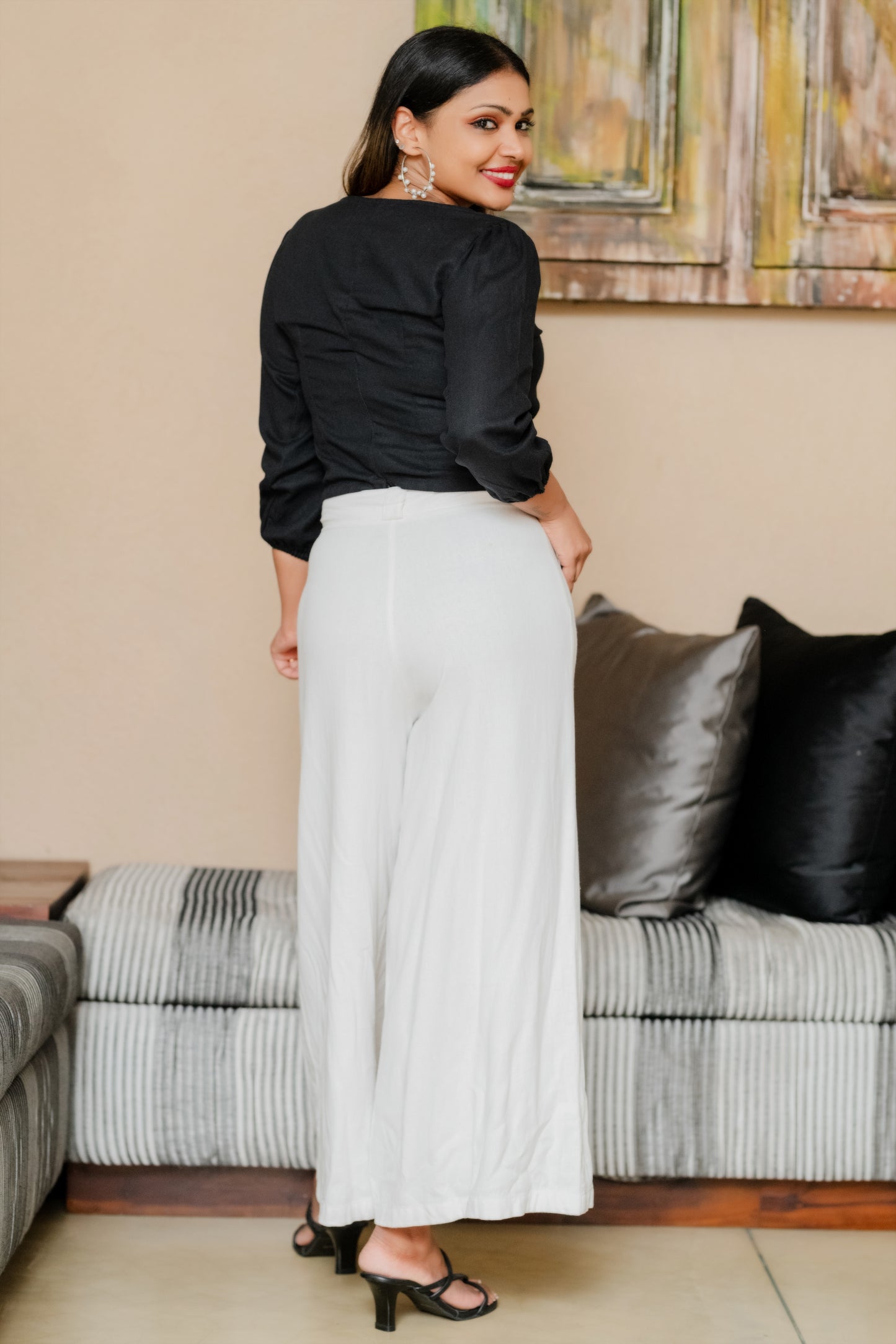 LUNE - Linen Crop Top (Black) - Womens Wear