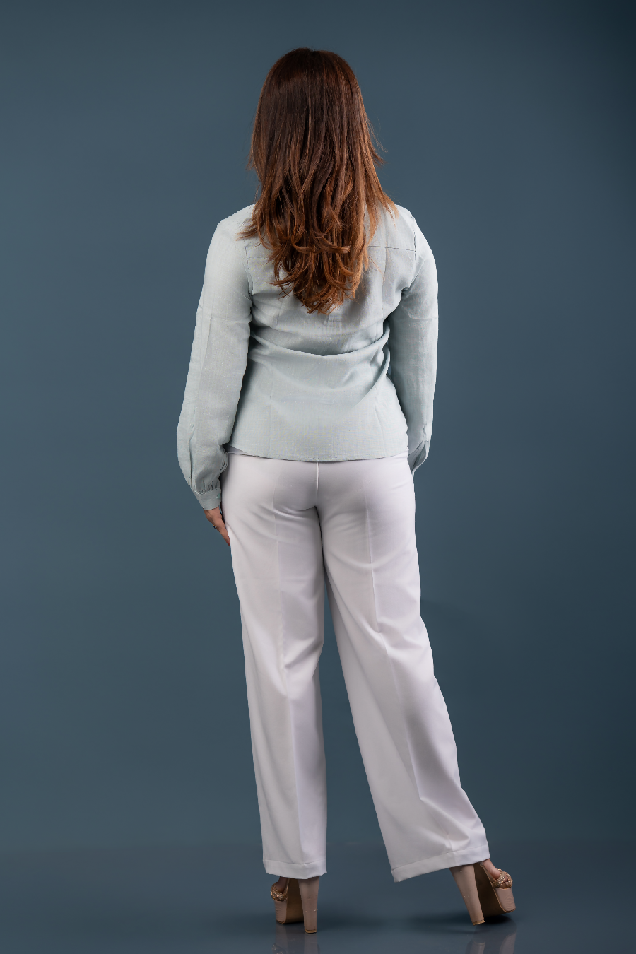 NIMORA - Blouson Sleeve Shirt (Blue) - Womens Wear