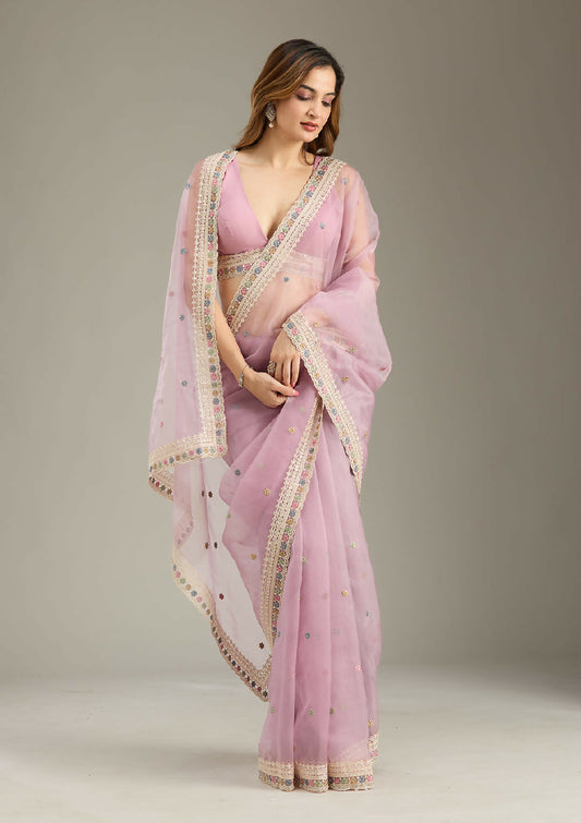 Cadillac & Co. | Soft Tissue Saree with Threadwork Embroidery | 2 colours