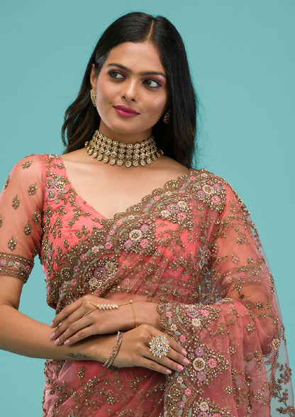 Cadillac & Co. - Bridal Saree in Net Fabric with Zariwork Embroidery | 3 colours