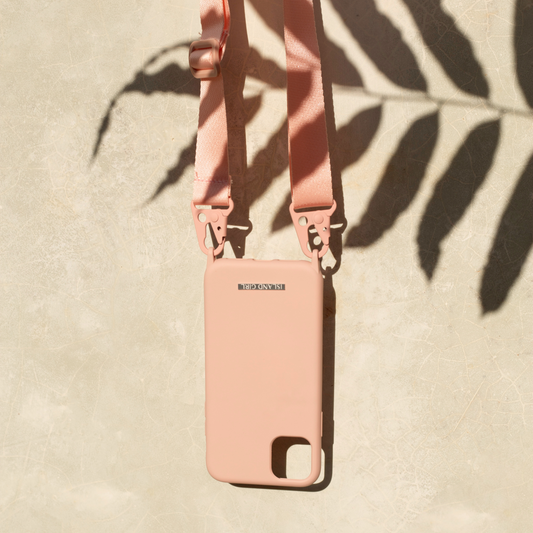 ISLAND GIRL - iPhone 11/XR Case (Nude) - Adjustable Necklace with Carabiner Strap - Light Weight - Silicone Cases