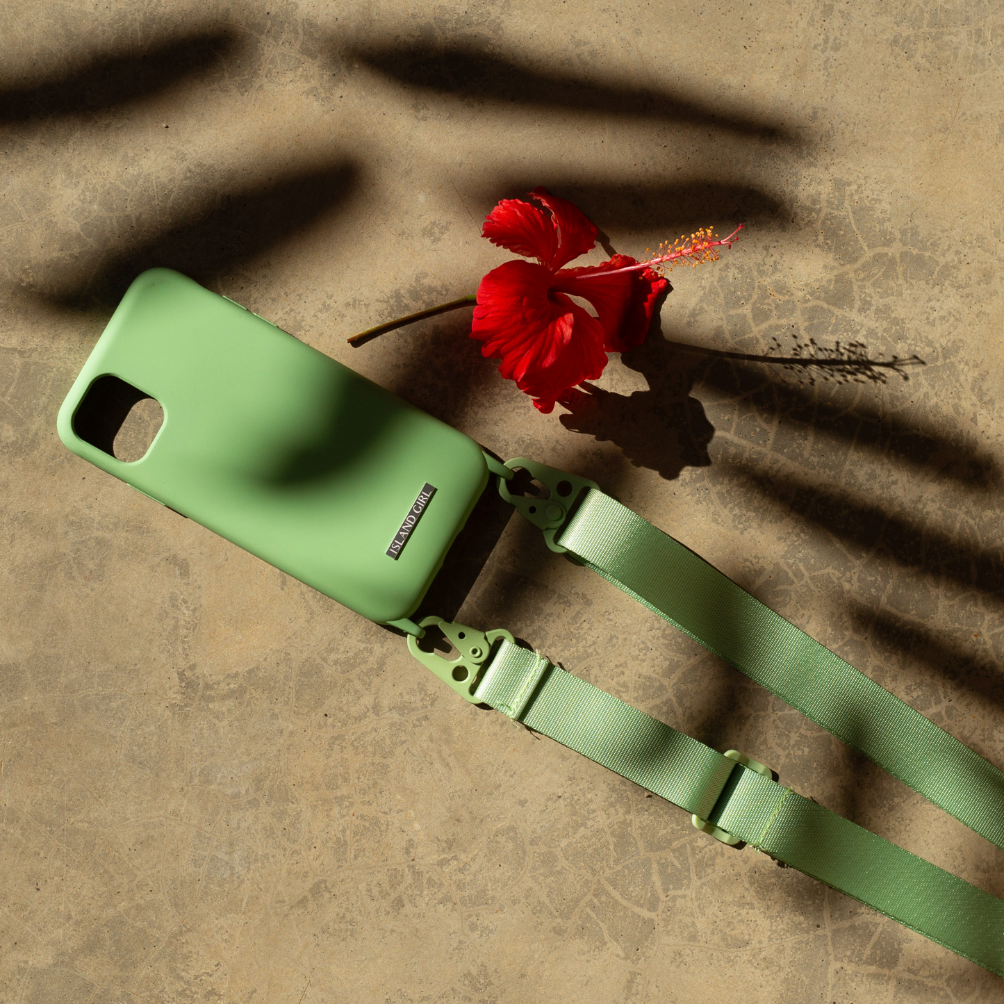 ISLAND GIRL - iPhone 12/ 12 PRO (Lime Green) - Adjustable Necklace with Carabiner Strap - Light Weight - Silicone Cases