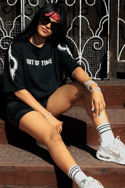 Anumate - "OUT OF TIME" Oversize Tee (Black) - Unisex