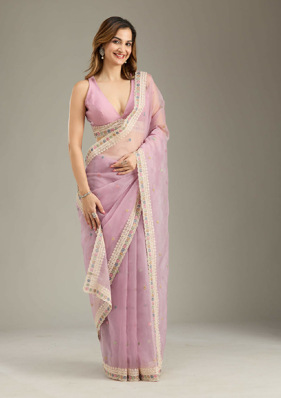 Cadillac & Co. | Soft Tissue Saree with Threadwork Embroidery | 2 colours