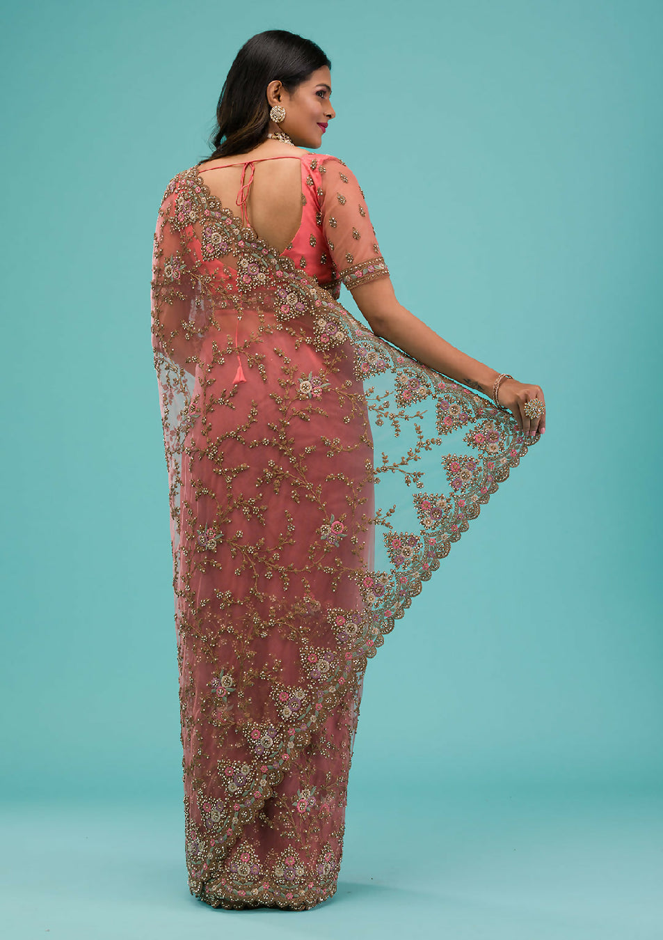 Cadillac & Co. - Bridal Saree in Net Fabric with Zariwork Embroidery | 3 colours