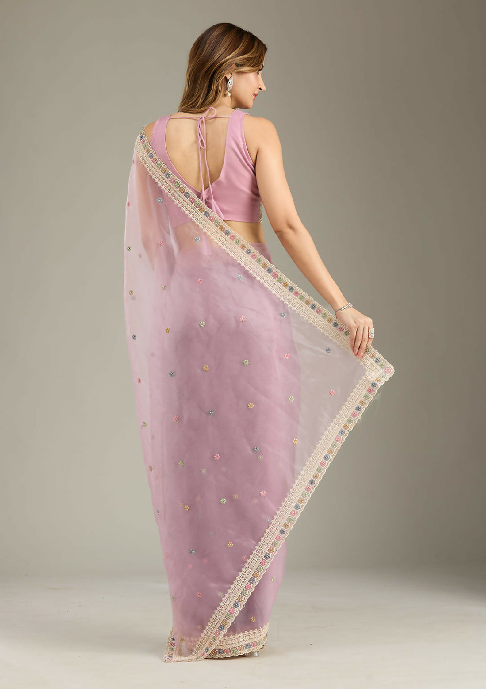 Cadillac & Co. | Soft Tissue Saree with Threadwork Embroidery | 2 colours