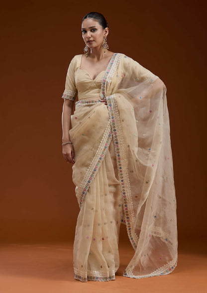 Cadillac & Co. | Soft Tissue Saree with Threadwork Embroidery | 2 colours