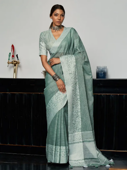 Cadillac & Co. - Handloom Woven Soft Linen Saree | 3 Colours