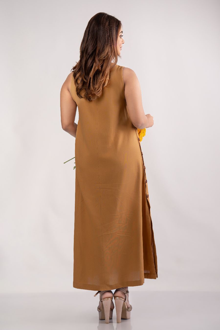 NIMORA - Cinnamon Maxi Dress (BROWN) - 100% Linen - Womens Wear