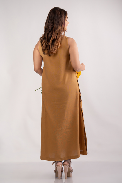 NIMORA - Cinnamon Maxi Dress (BROWN) - 100% Linen - Womens Wear
