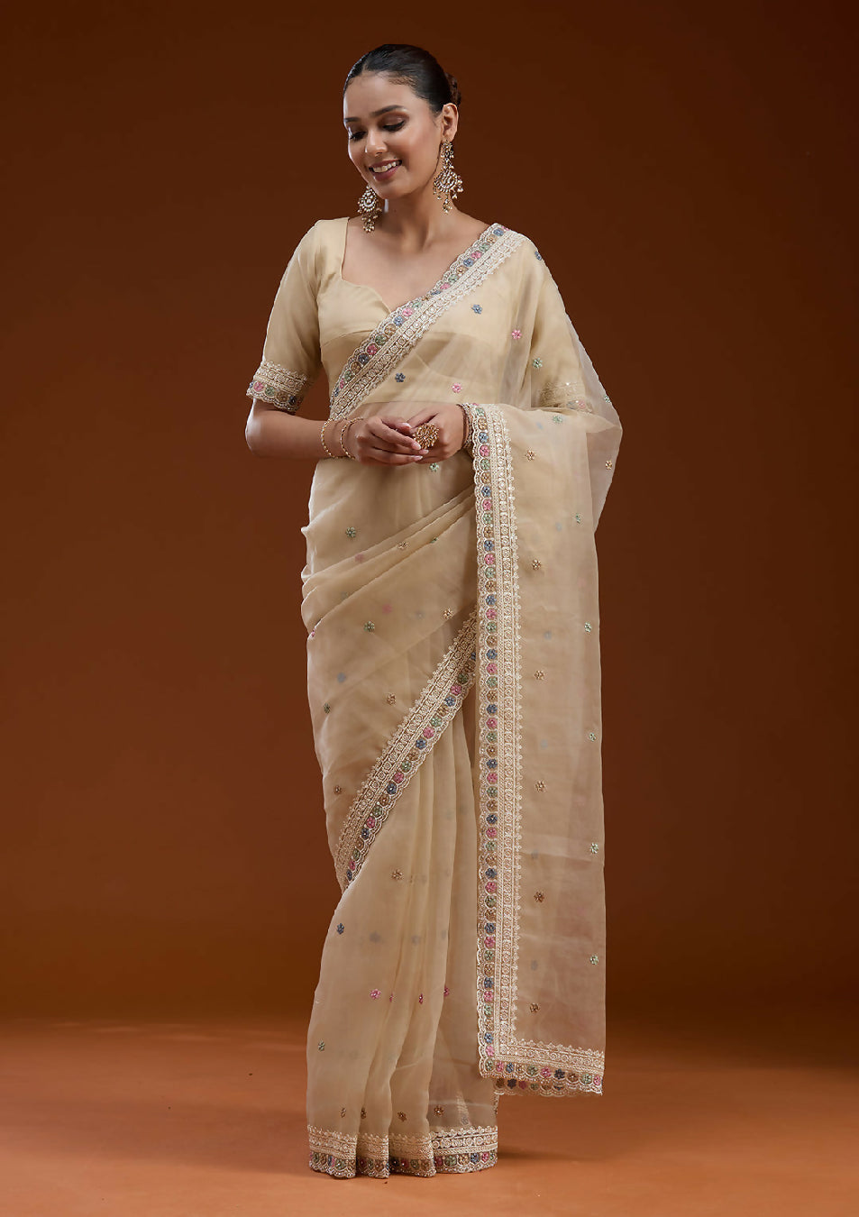Cadillac & Co. | Soft Tissue Saree with Threadwork Embroidery | 2 colours