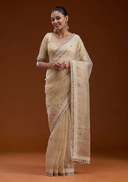 Cadillac & Co. | Soft Tissue Saree with Threadwork Embroidery | 2 colours