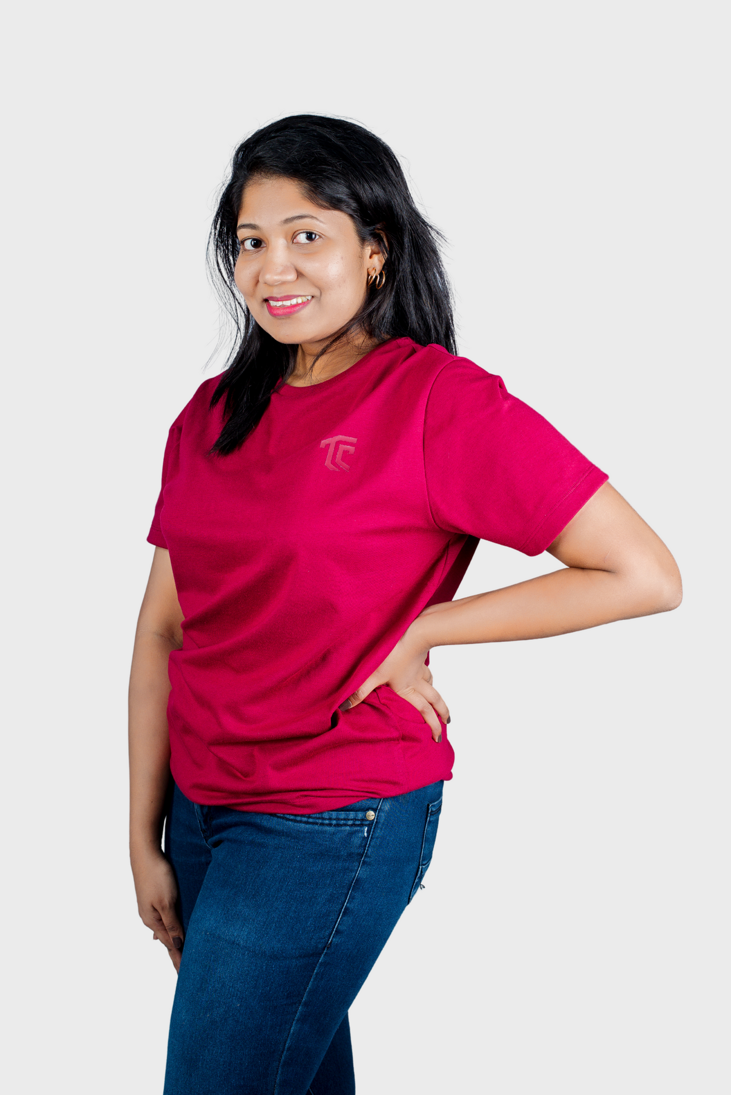 T & C - CREW NECK T SHIRT (Maroon) - Premium Cotton - Unisex