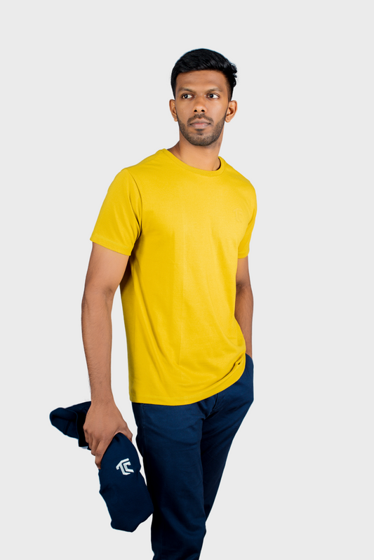 T & C - CREW NECK T SHIRT (Mustard Yellow) - Premium Cotton - Unisex