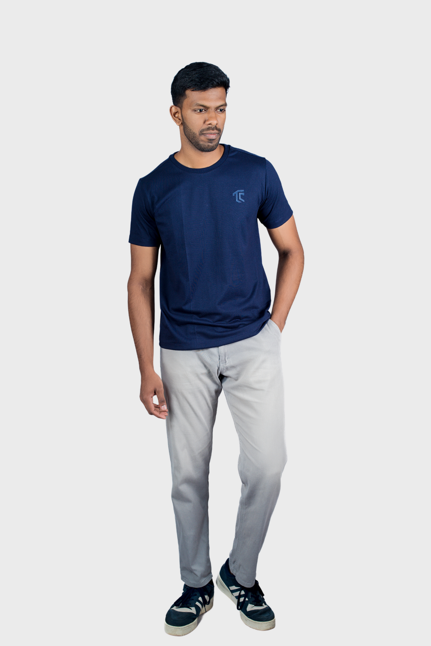 T & C - CREW NECK T SHIRT (Navy Blue) - Premium Cotton - Unisex