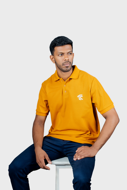 T & C - COLLARED T SHIRT (Mustard) - Premium Cotton - Mens Wear