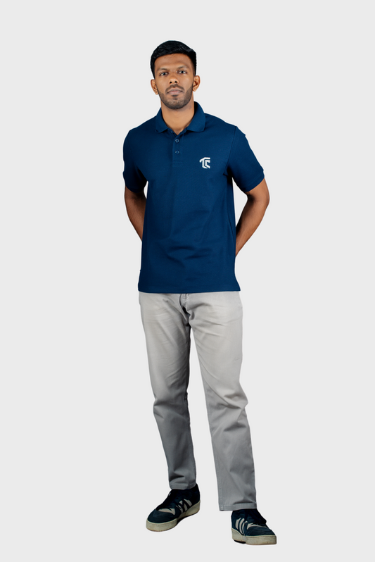 T & C - COLLARED T SHIRT (Blue) - Premium Cotton - Mens Wear