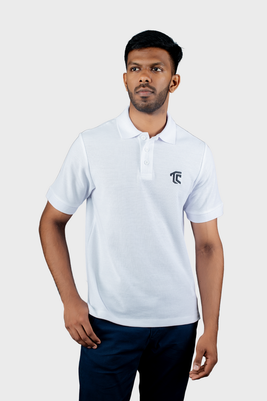 T & C - COLLARED T SHIRT (White) - Premium Cotton - Mens Wear