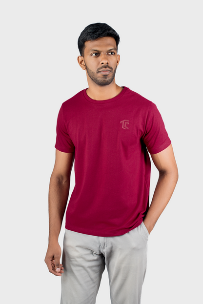 T & C - CREW NECK T SHIRT (Maroon) - Premium Cotton - Unisex