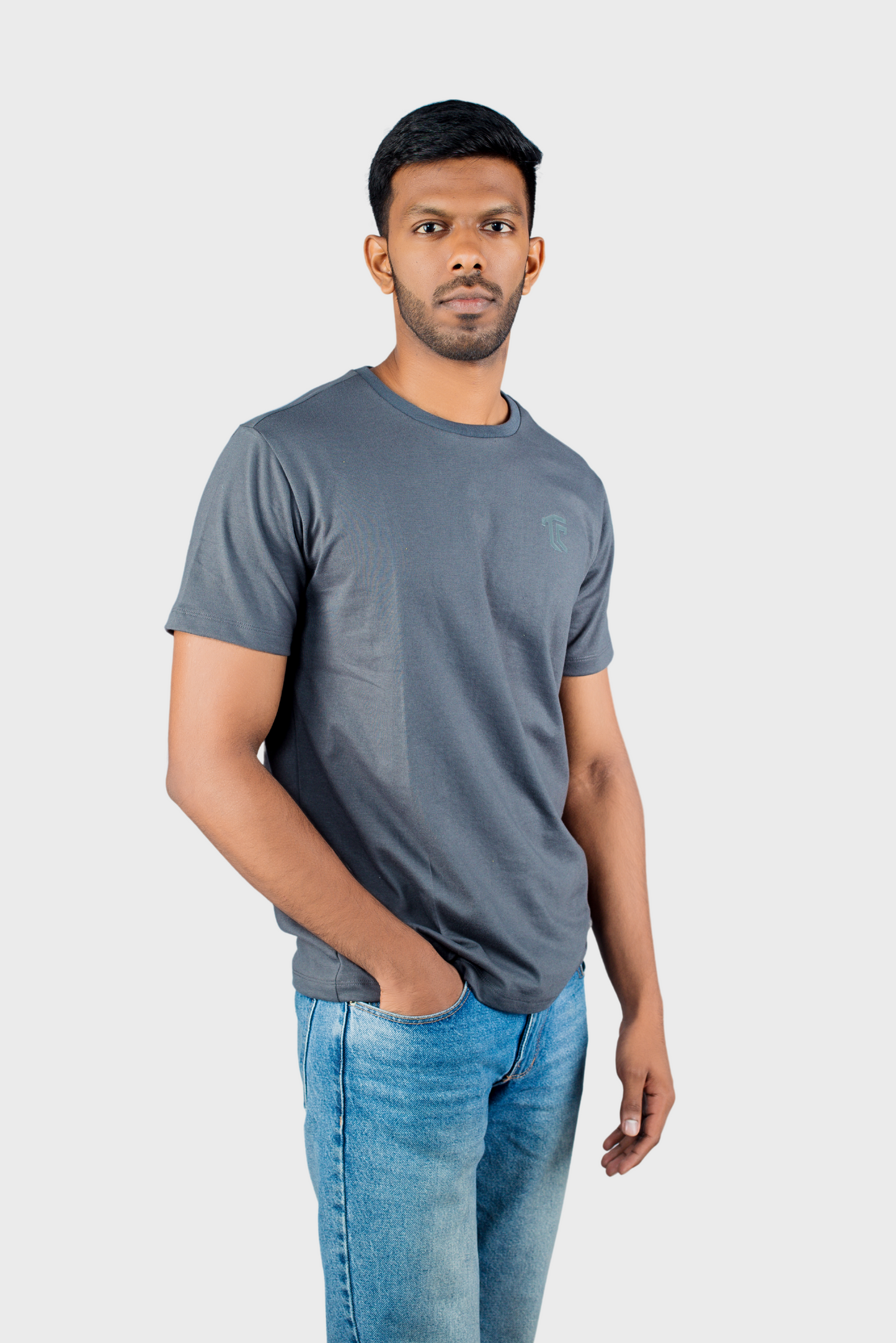 T & C - CREW NECK T SHIRT (Dark Ash) - Premium Cotton - Unisex