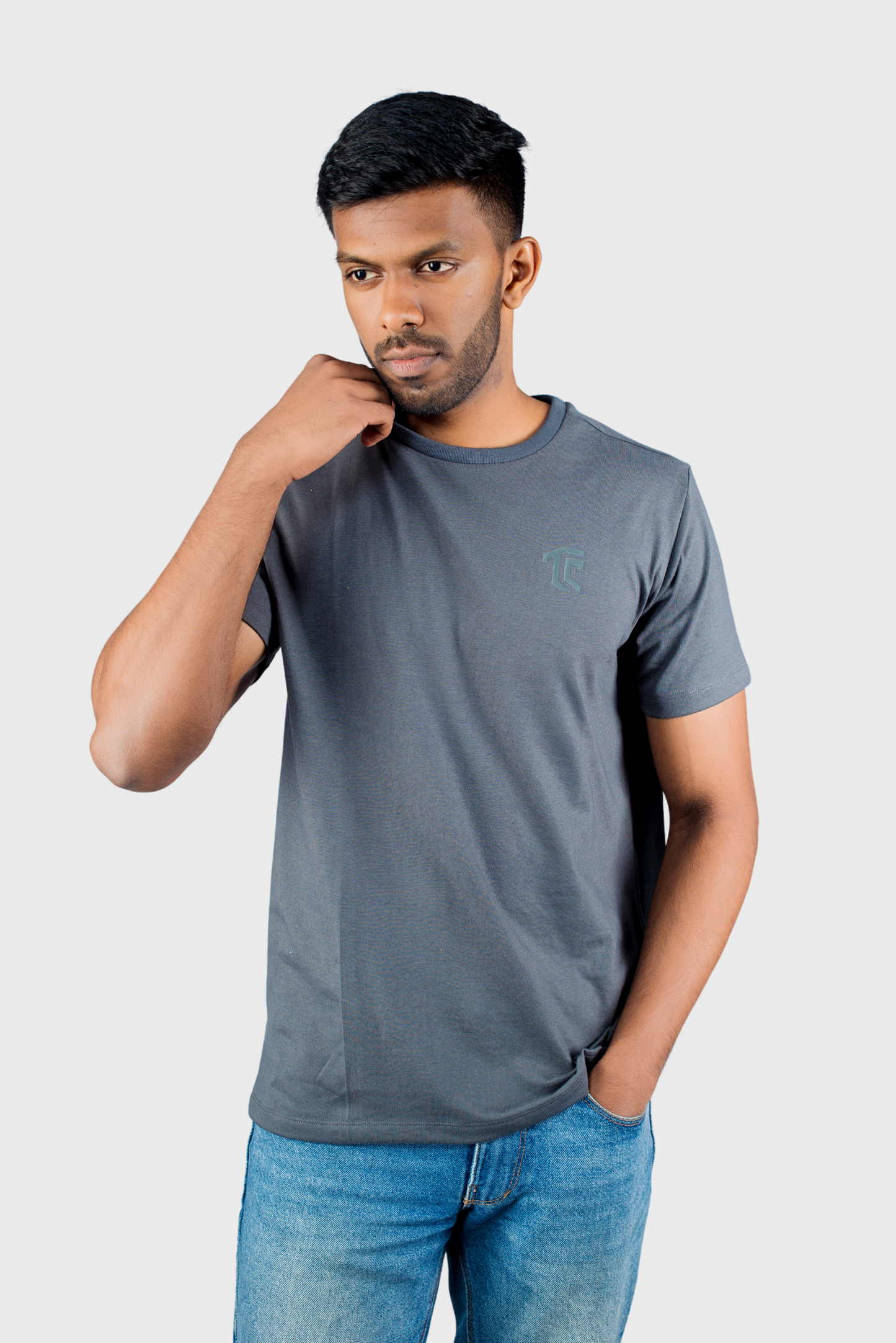 T & C - CREW NECK T SHIRT (Dark Ash) - Premium Cotton - Unisex