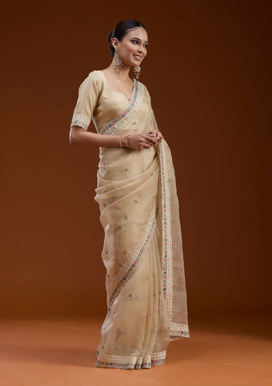 Cadillac & Co. | Soft Tissue Saree with Threadwork Embroidery | 2 colours