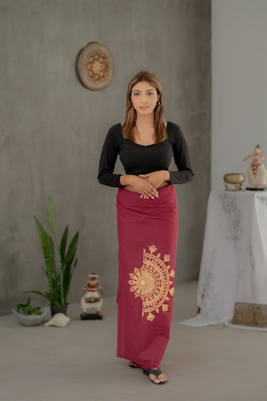 SiSU - Lungi (Maroon) - Free Size - Womens Wear